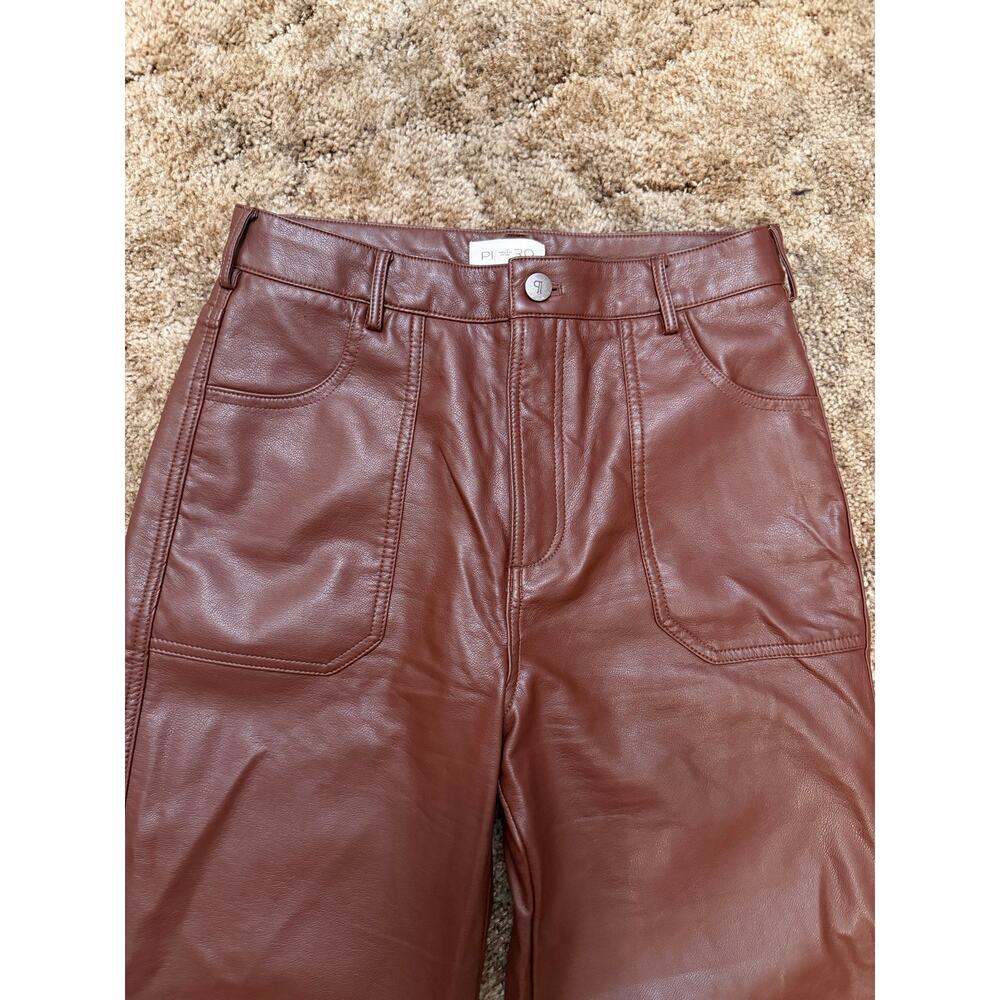 Anthropologie Pilcro The Rylan Faux Leather Flare Wide Leg Pants Cocoa Brown - Picture 2 of 8